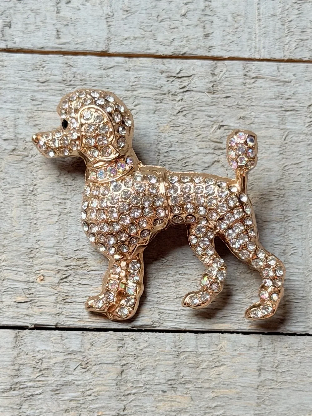 Poodle Brooch w/clear rhinestones